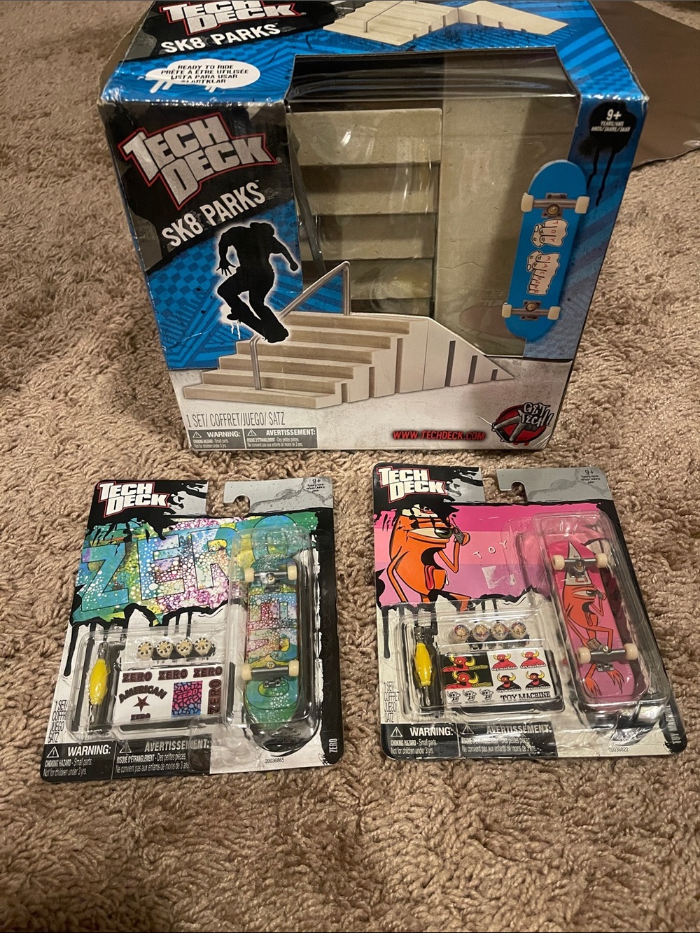 Tech Deck Sk8 Kids' Fingerboard Skate Park Set with Blue, Green & Pink Decks